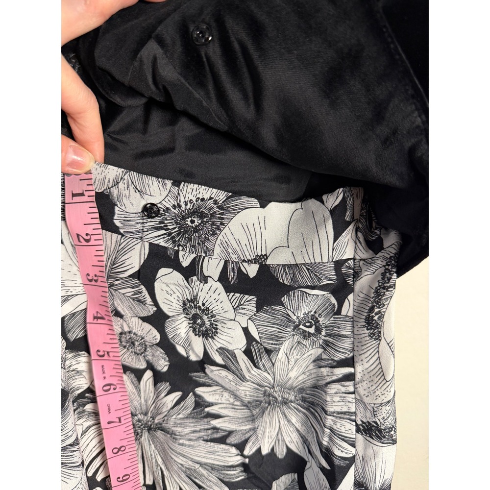 The Kooples Black Velvet Vest Floral Silk Skirt Midi Dress Size M - Picture 12 of 15